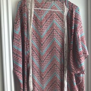 A multi colored lace cardigan
